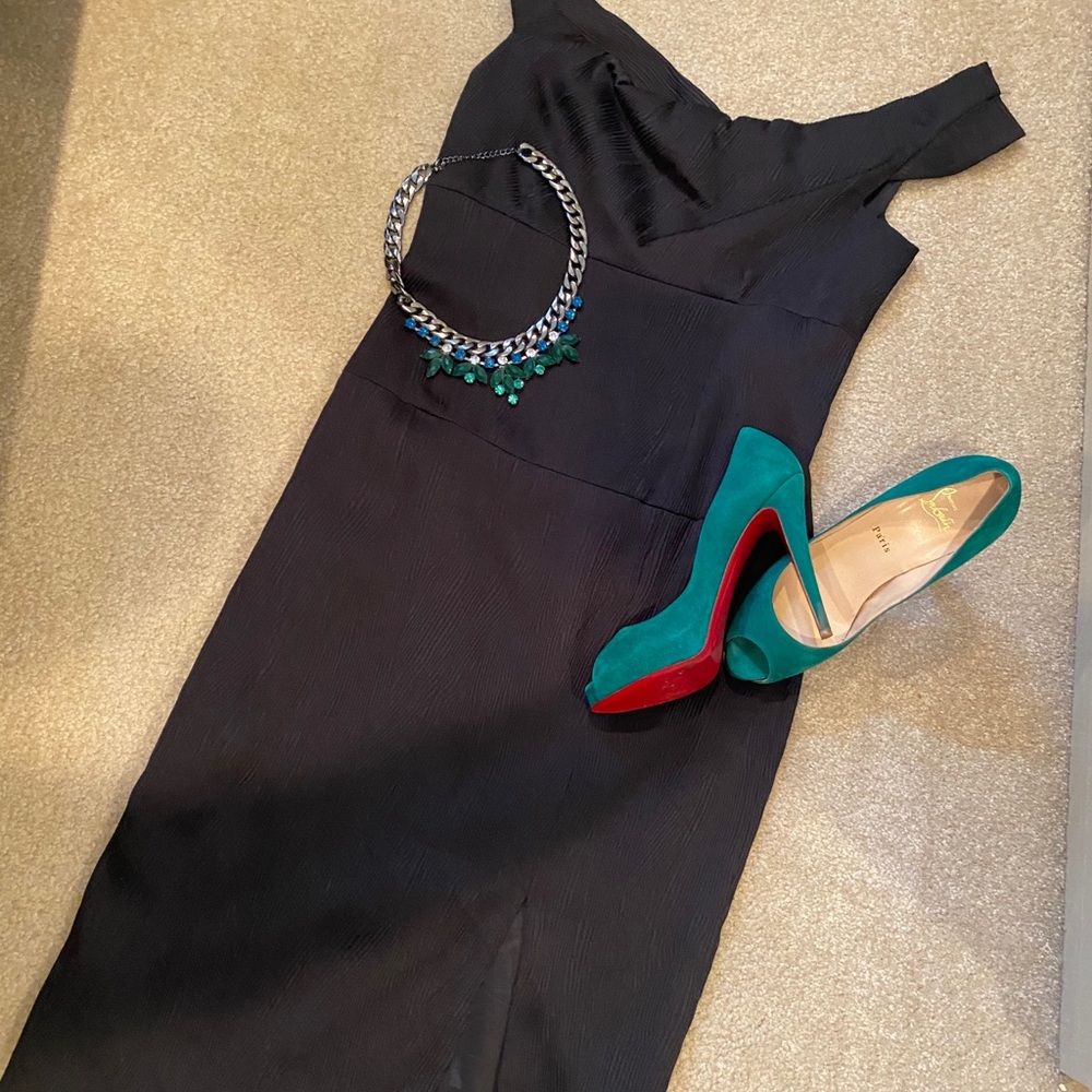 Christian Louboutin Green Suede Peep Toe size 10